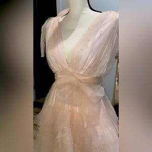 Tulle and Pearl Tiered Mini Dress S